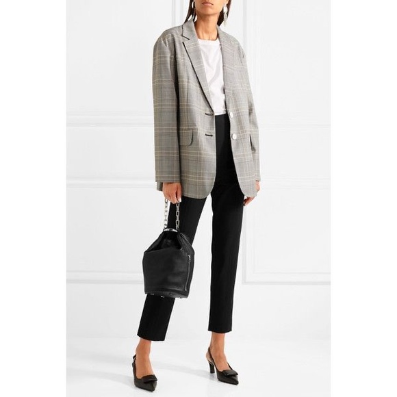 Tibi Jackets & Blazers - Tibi Oversized Jasper Checked Woven Blazer Size 4 Grey Multi Colour